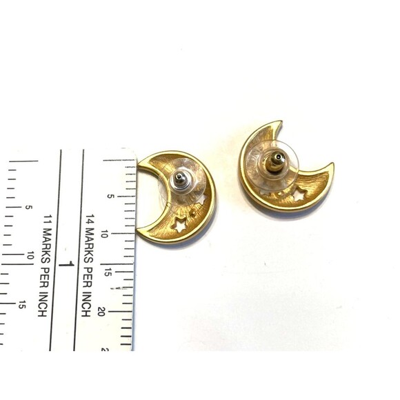Celestial Moon Earrings Gold Tone Witchy Stevie Horoscope Astronomy Astrological - Picture 6 of 6